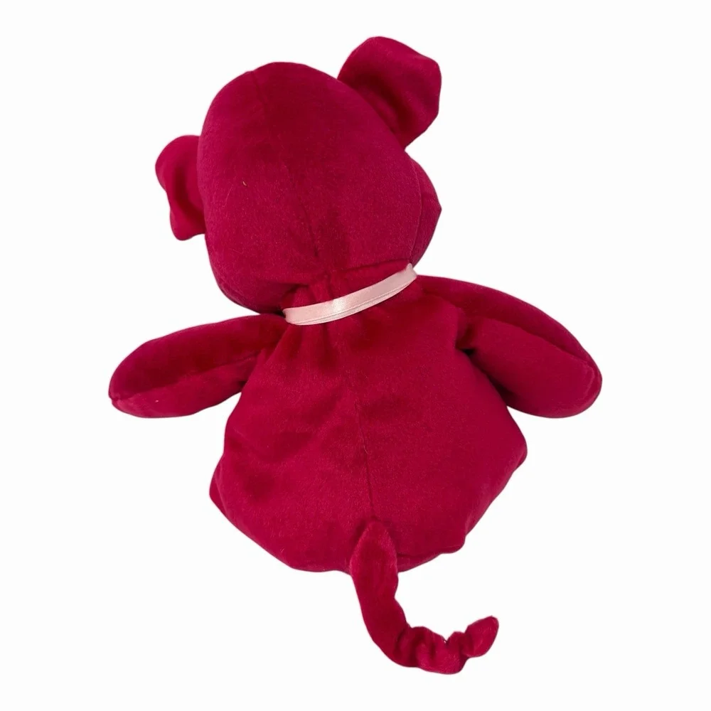 Kellytoy Magenta Pink Pig Plush Stuffed Animal Bean Bag Toy with‎ Ribbon 9 inch